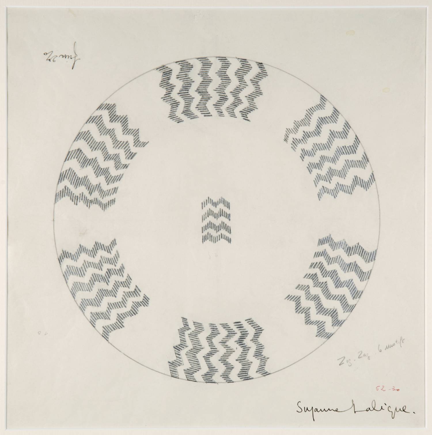 Drawing by Suzanne Lalique with "Zig Zag" frieze motif